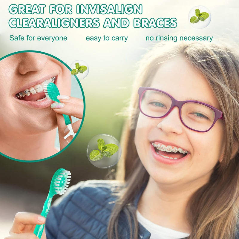 Mini Toothbrush 5 in 1 Tool (Toothpaste + Floss + Pick + Tongue Scraper) Portable Travel Set-24PCS