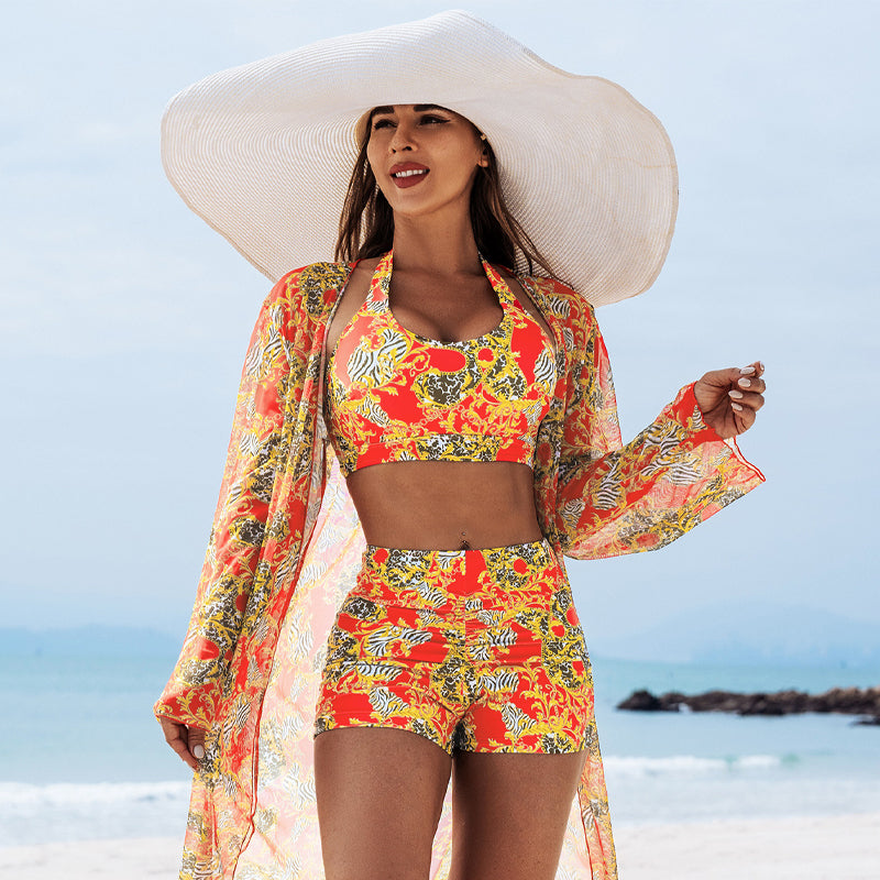 Printed 3-Piece Swimsuit - Stylish and Sexy Beachwear