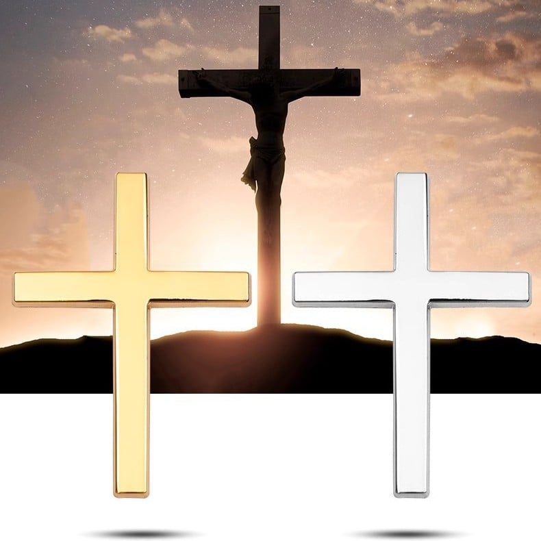 Metal Jesus Christ Cross Badge Stickers